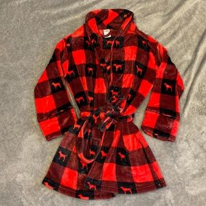 XS Pink Victoria’s Secret Buffalo plaid dog robe